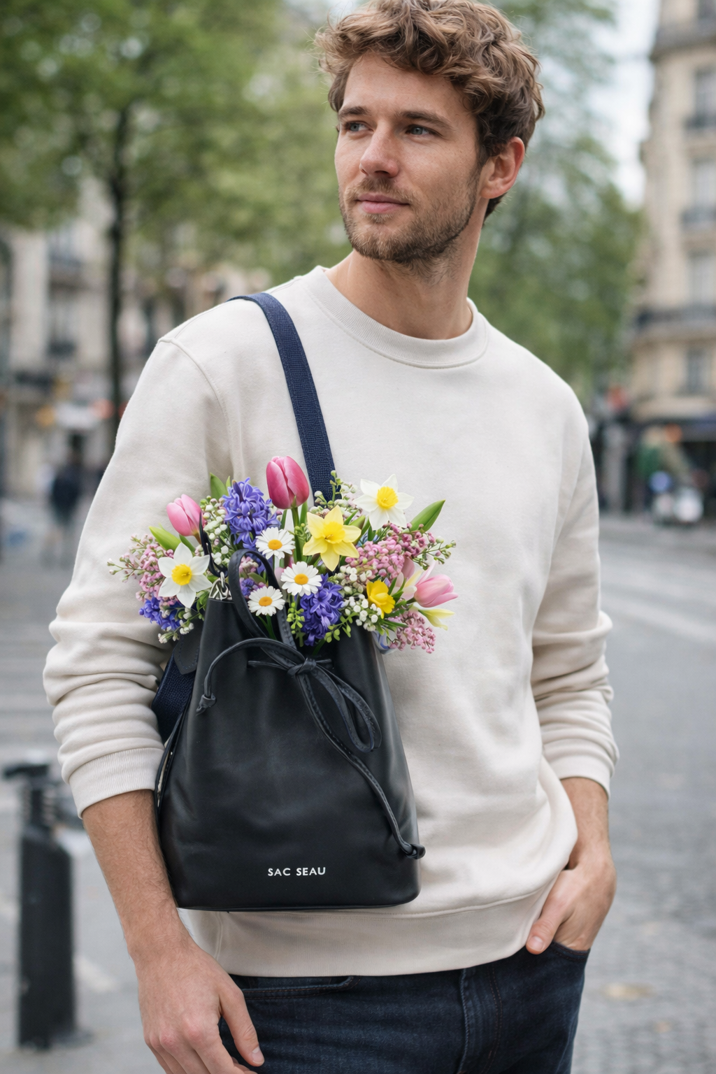 Sac seau en cuir noir rigide - L’élégance du quotidien