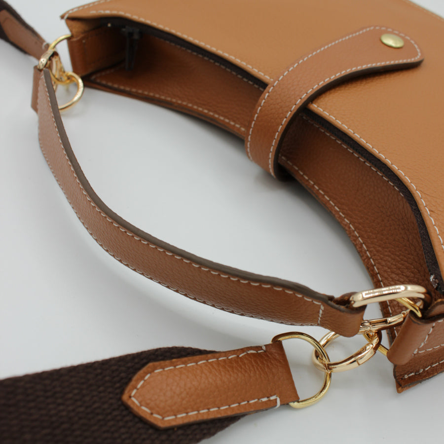 Sac en cuir grainé camel fait main – Fabrication artisanale française