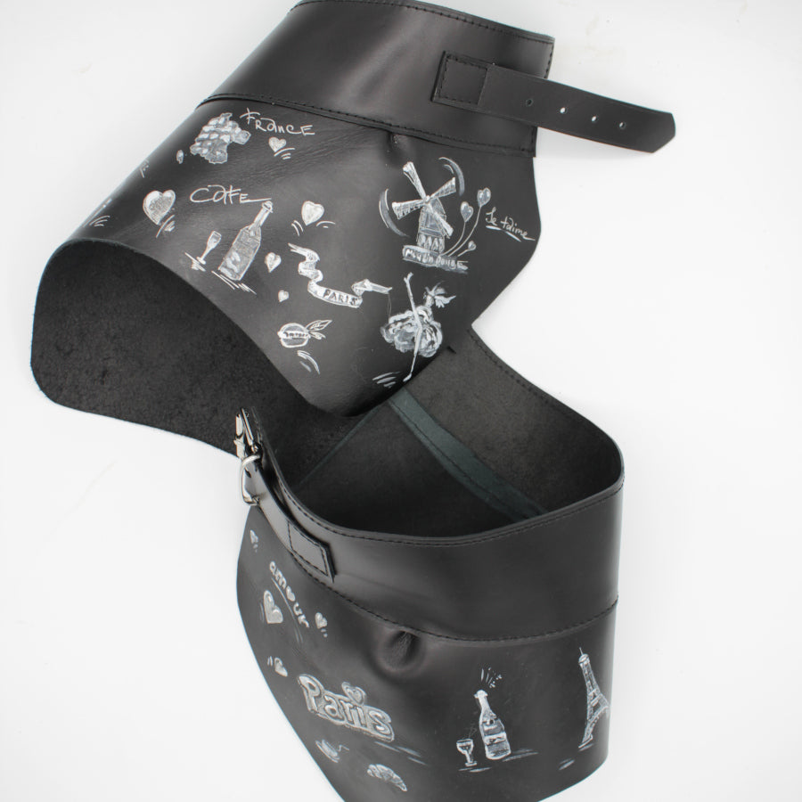 Ceinture artistique peplum en cuir – Pièce unique signée par une peintre parisienne