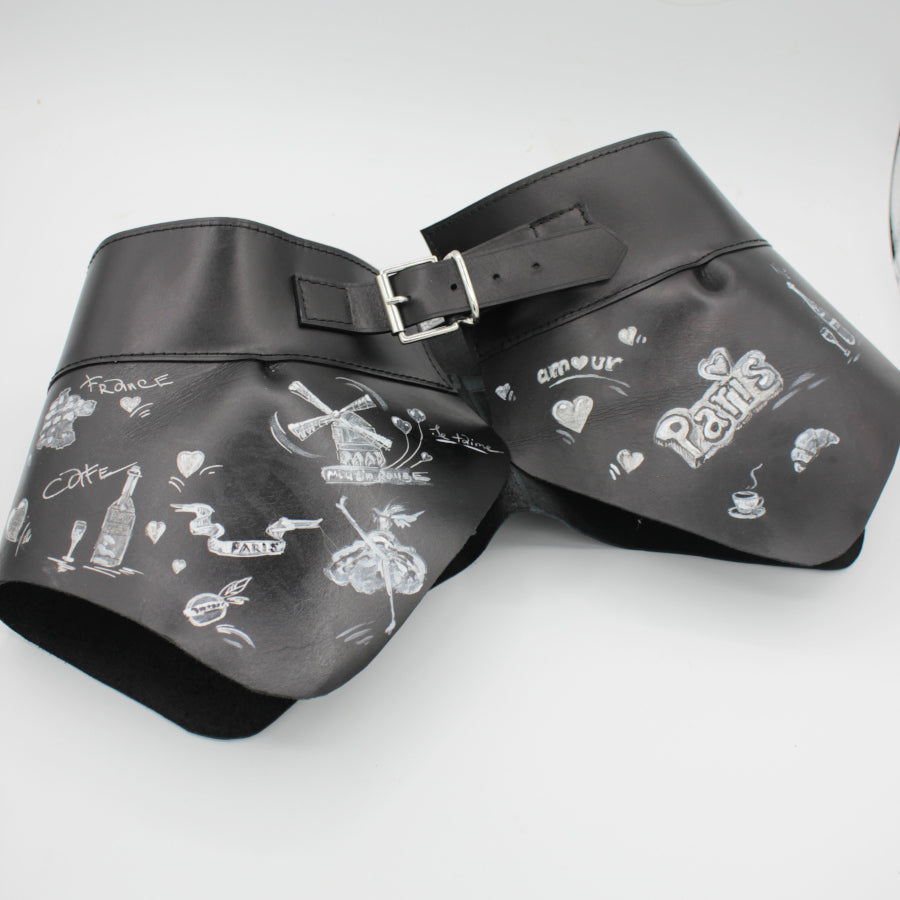 Ceinture artistique peplum en cuir – Pièce unique signée par une peintre parisienne