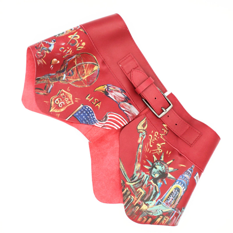 Ceinture artistique peplum en cuir – Pièce unique signée par une peintre parisienne