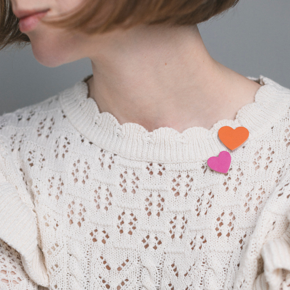 Pins duo cœur en cuir