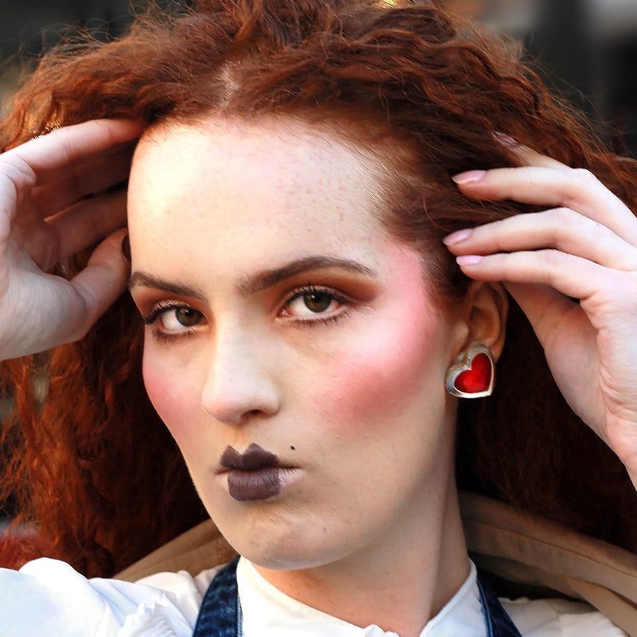 Boucles d'oreilles en cuir, forme des cœurs