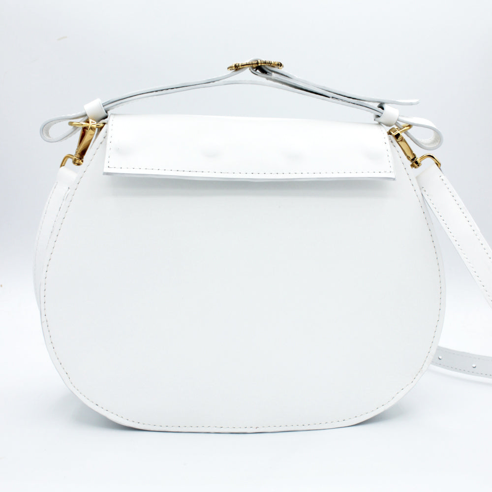 Sac blanc en cuir à rabat interchangeable