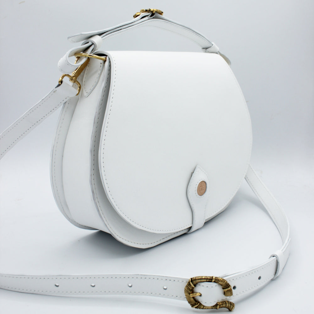 Sac blanc en cuir à rabat interchangeable