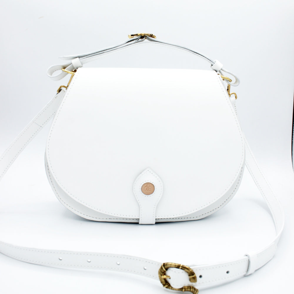 Sac blanc en cuir à rabat interchangeable